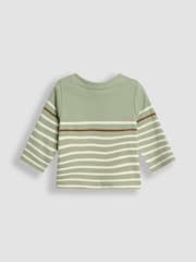 JoJo Maman Bébé Green Bear Embroidered Breton Top And Rib Leggings Set - Image 3 of 6