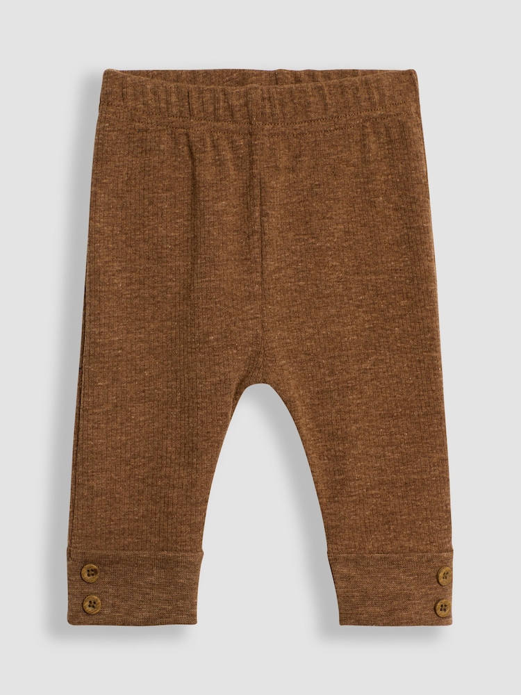 JoJo Maman Bébé Green Bear Embroidered Breton Top And Rib Leggings Set - Image 4 of 6