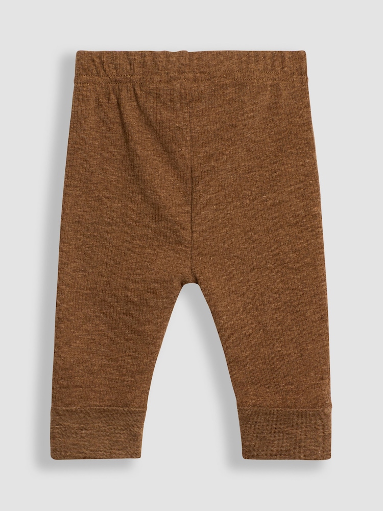 JoJo Maman Bébé Green Bear Embroidered Breton Top And Rib Leggings Set - Image 5 of 6