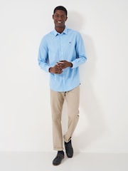 Crew Clothing Blue Crew Clothing Company Oversized Blue 100% Cotton Cornflower Stripe Classic Shirt - Image 3 of 6
