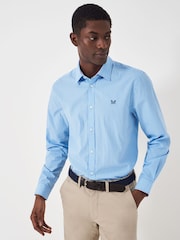 Crew Clothing Blue Crew Clothing Company Oversized Blue 100% Cotton Cornflower Stripe Classic Shirt - Image 4 of 6