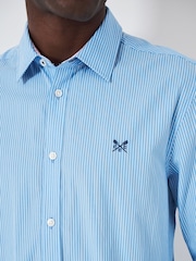 Crew Clothing Blue Crew Clothing Company Oversized Blue 100% Cotton Cornflower Stripe Classic Shirt - Image 5 of 6