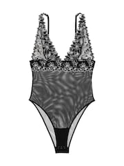 Victoria's Secret Black Ziggy Glam Embroidery Plunge Bodysuit - Image 3 of 4