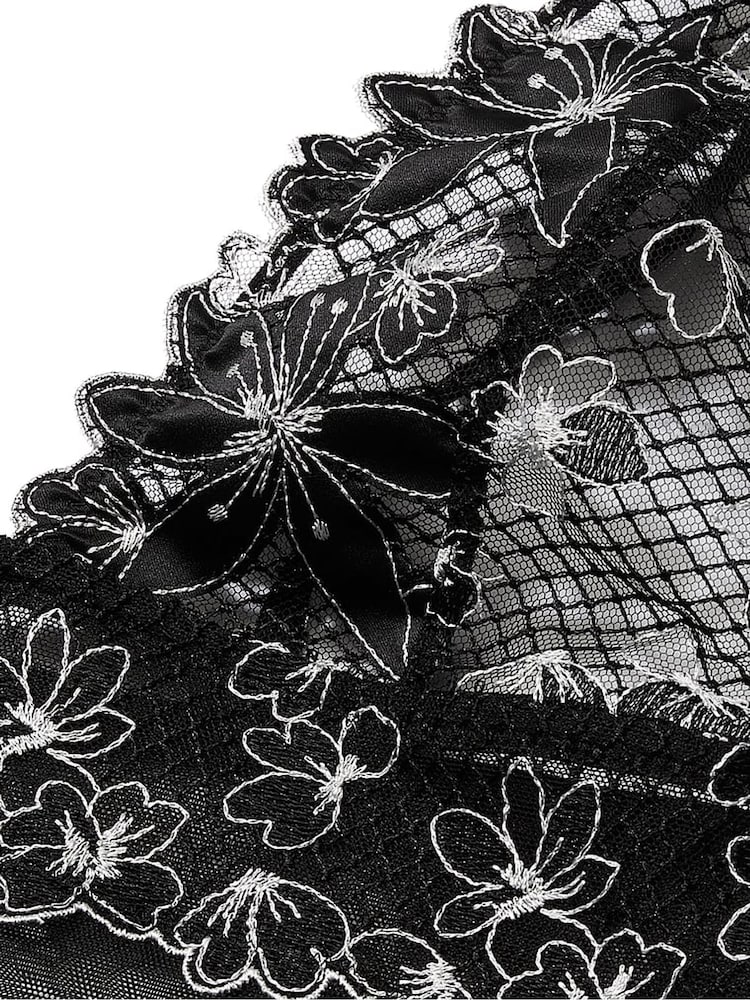 Victoria's Secret Black Ziggy Glam Embroidery Plunge Bodysuit - Image 4 of 4 Victoria's Secret Black Ziggy Glam Embroidery Plunge Bodysuit - Image 4 of 4