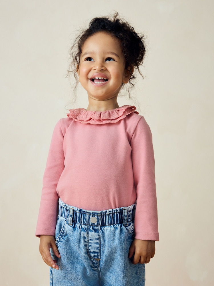 Pink Long Sleeve Collar Top (3mths-7yrs) - Image 1 of 7