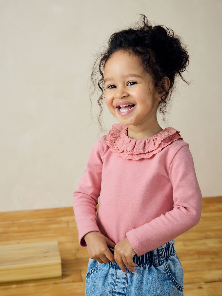 Pink Long Sleeve Collar Top (3mths-7yrs) - Image 2 of 7