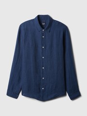 Gap Blue 100% Linen Long Sleeve Shirt - Image 4 of 5