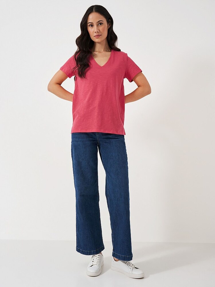 Crew Clothing 100% Cotton Perfect V-Neck Slub T-Shirt - Image 1 of 4
