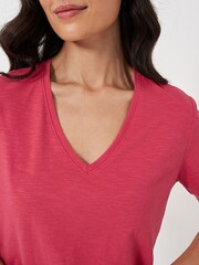 Crew Clothing 100% Cotton Perfect V-Neck Slub T-Shirt - Image 3 of 4