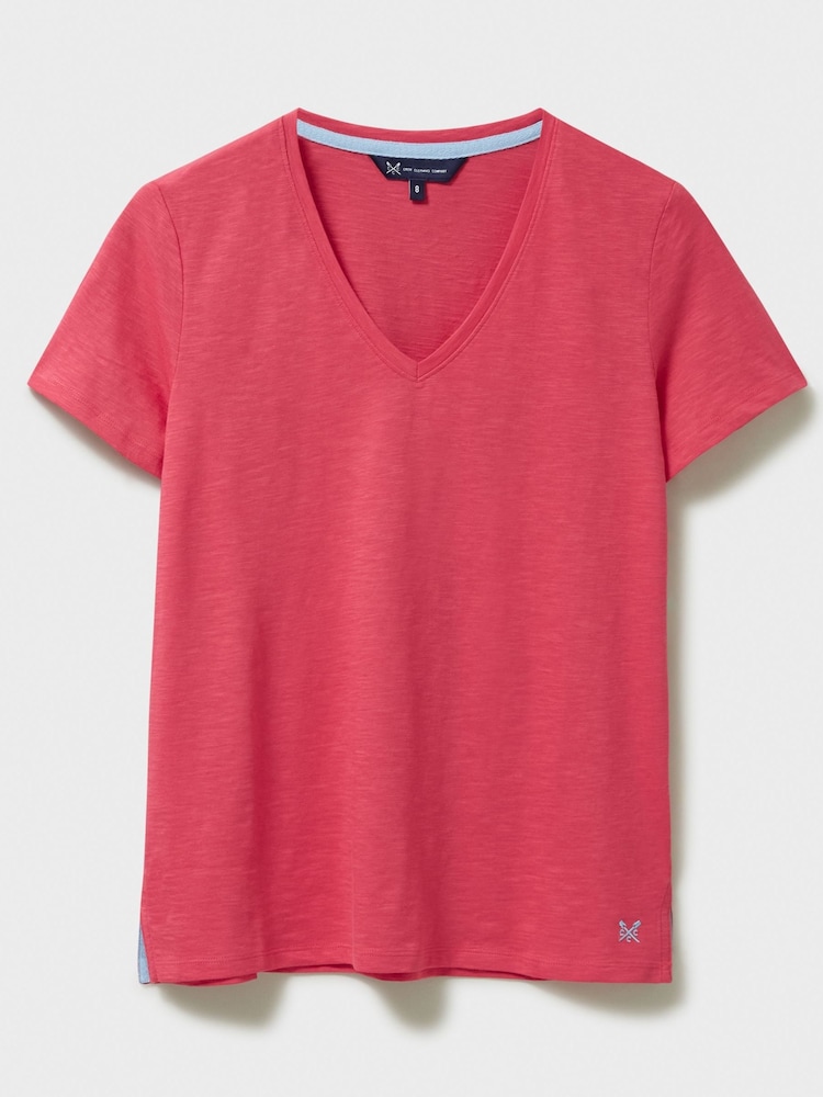 Crew Clothing 100% Cotton Perfect V-Neck Slub T-Shirt - Image 4 of 4
