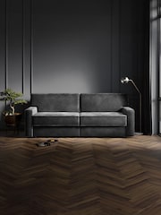 Jay-Be Luxe Velvet Steel Grey Linea 4 Seater Sofa Bed - Image 1 of 6