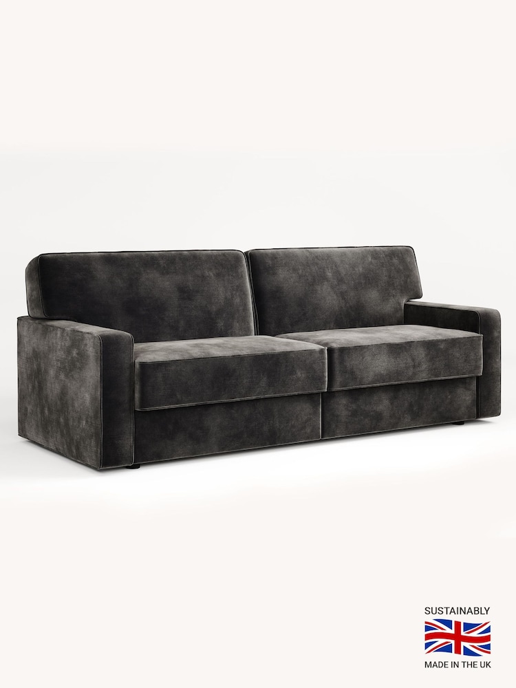 Jay-Be Luxe Velvet Steel Grey Linea 4 Seater Sofa Bed - Image 2 of 6