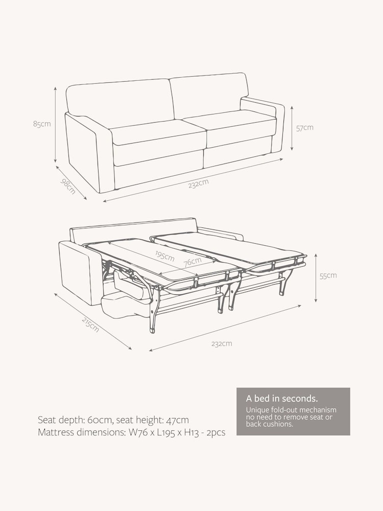 Jay-Be Luxe Velvet Steel Grey Linea 4 Seater Sofa Bed - Image 6 of 6