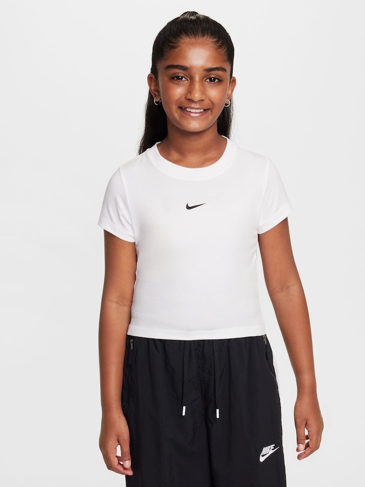Nike White Cropped T-Shirt - Image 1 of 4