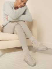 Grey Suede Stitch Moccasin Slippers - Image 2 of 8