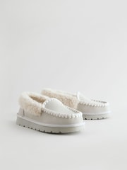 Grey Suede Stitch Moccasin Slippers - Image 5 of 8