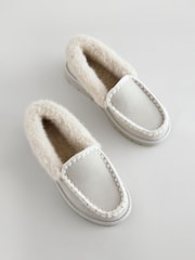 Grey Suede Stitch Moccasin Slippers - Image 6 of 8