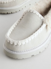 Grey Suede Stitch Moccasin Slippers - Image 8 of 8
