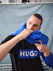 HUGO Light Blue Large Box Logo 100% Cotton T-Shirt - Image 1 of 10