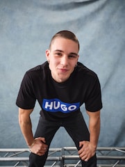 HUGO Light Blue Large Box Logo 100% Cotton T-Shirt - Image 2 of 10