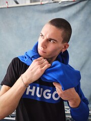 HUGO Light Blue Large Box Logo 100% Cotton T-Shirt - Image 3 of 10