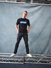 HUGO Light Blue Large Box Logo 100% Cotton T-Shirt - Image 4 of 10