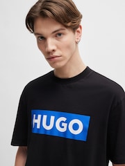 HUGO Light Blue Large Box Logo 100% Cotton T-Shirt - Image 6 of 10