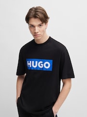 HUGO Light Blue Large Box Logo 100% Cotton T-Shirt - Image 8 of 10