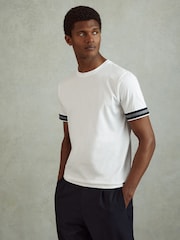 Blanco - Camiseta a rayas de algodón mercerizado Reiss Dune - Imagen 1 de 6
