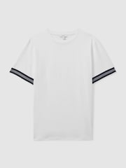 Blanco - Camiseta a rayas de algodón mercerizado Reiss Dune - Imagen 2 de 6
