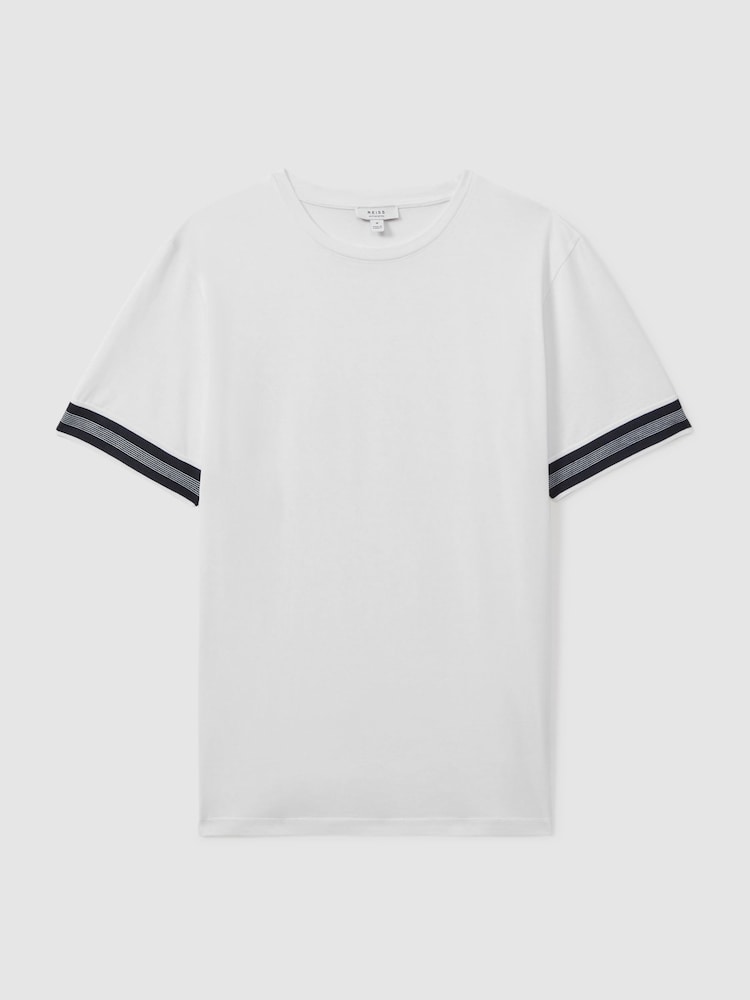 Blanco - Camiseta a rayas de algodón mercerizado Reiss Dune - Imagen 2 de 6