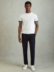 Blanco - Camiseta a rayas de algodón mercerizado Reiss Dune - Imagen 3 de 6