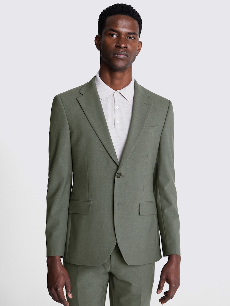 DKNY Sage Green Slim Fit Suit - Jacket - Image 5 of 7