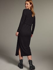 Black Maternity Nursing Long Sleeve Dress - Image 3 of 7