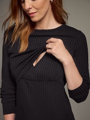 Black Maternity Nursing Long Sleeve Dress - Image 4 of 7