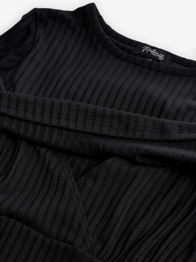 Black Maternity Nursing Long Sleeve Dress - Image 6 of 7