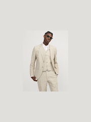 JACK & JONES Cream Linen Blend Blazer - Image 1 of 6