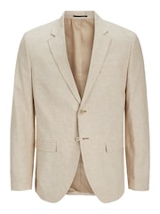 JACK & JONES Cream Linen Blend Blazer - Image 6 of 6