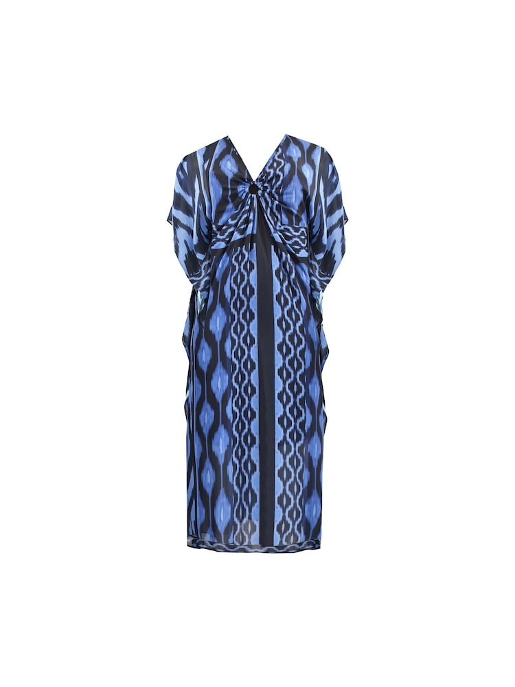 Live Unlimited Blue Curve Petite Ikat Print Maxi Kaftan - Image 2 of 2