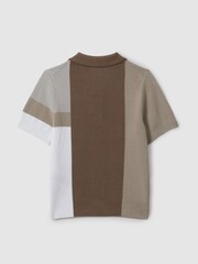 Reiss Camel Multi Charge Teen Colourblock Polo Shirt - Image 2 of 3