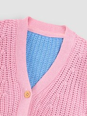 JoJo Maman Bébé Rose Pink Crochet Pocket Cardigan - Image 5 of 7