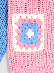 JoJo Maman Bébé Rose Pink Crochet Pocket Cardigan - Image 6 of 7