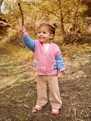 JoJo Maman Bébé Rose Pink Crochet Pocket Cardigan - Image 7 of 7