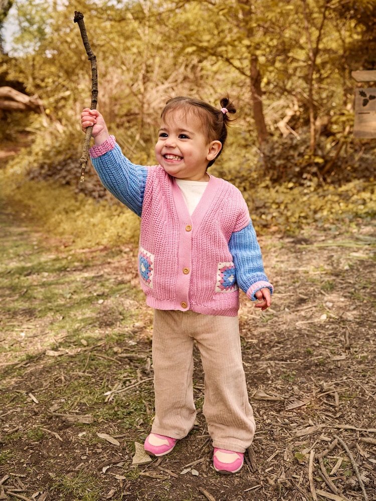 JoJo Maman Bébé Rose Pink Crochet Pocket Cardigan - Image 7 of 7
