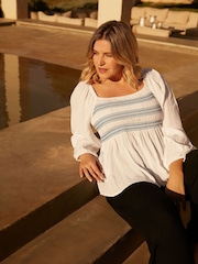 Live Unlimited White Curve Smock Blouse - Image 1 of 7