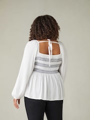 Live Unlimited White Curve Smock Blouse - Image 6 of 7