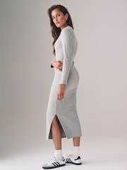 The Set Black/Grey Marl/Taupe Brown 3 Pack Ribbed Long Sleeve Bodycon Dresses - Image 5 of 6