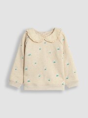 JoJo Maman Bébé Natural Embroidered Collar Sweatshirt - Image 3 of 5