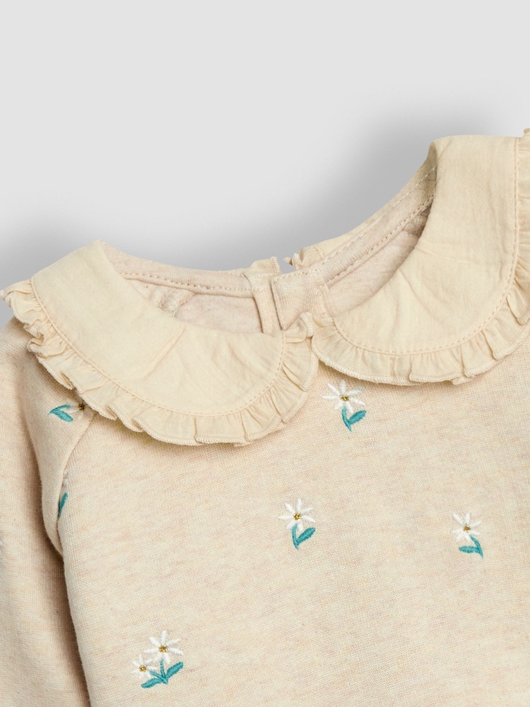 JoJo Maman Bébé Natural Embroidered Collar Sweatshirt - Image 5 of 5