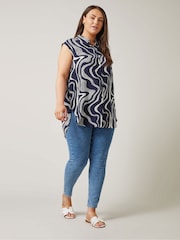 Evans Curve Abstract Print Sleeveless Shirt - Image 2 of 5